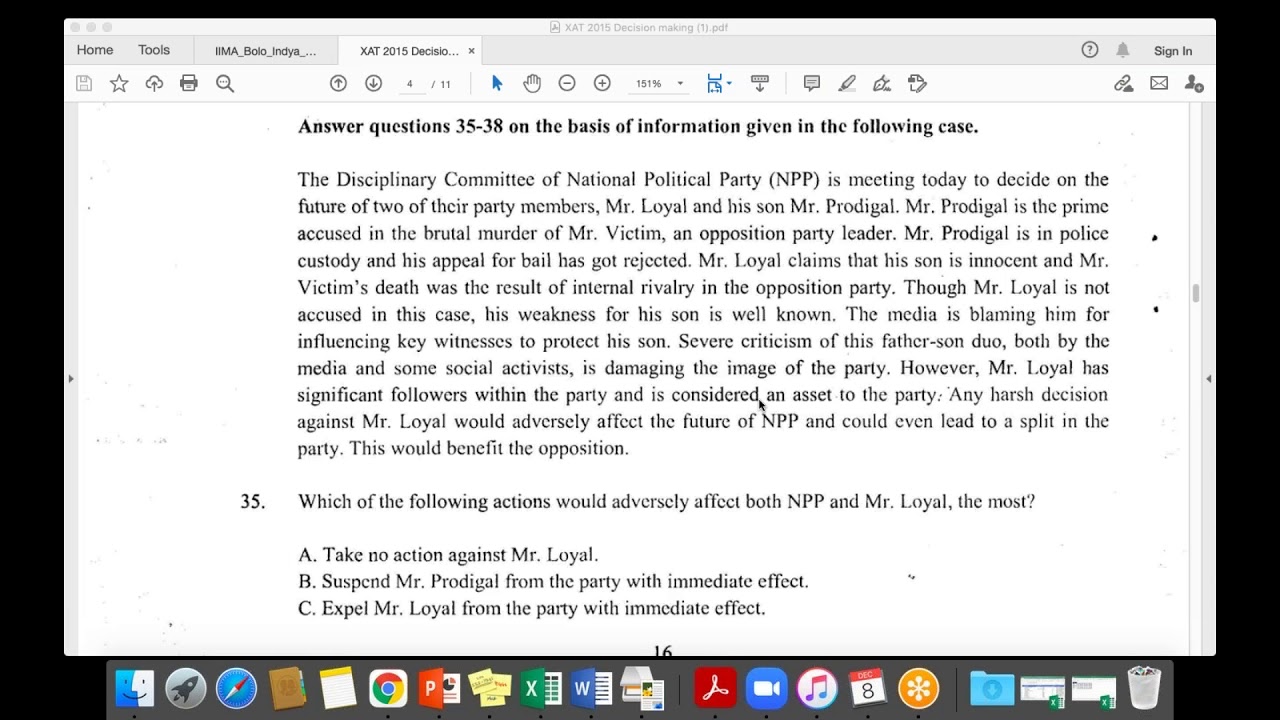 XAT 2021 Strategy and Decision Making 2015 Questions