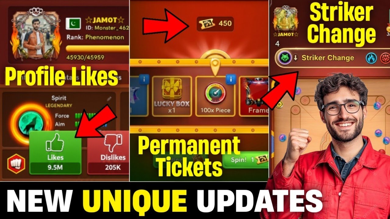 Carrom Pool New Unique Updates | Profile Likes & Dislikes | In-Game Striker Change | Jamot Gaming 