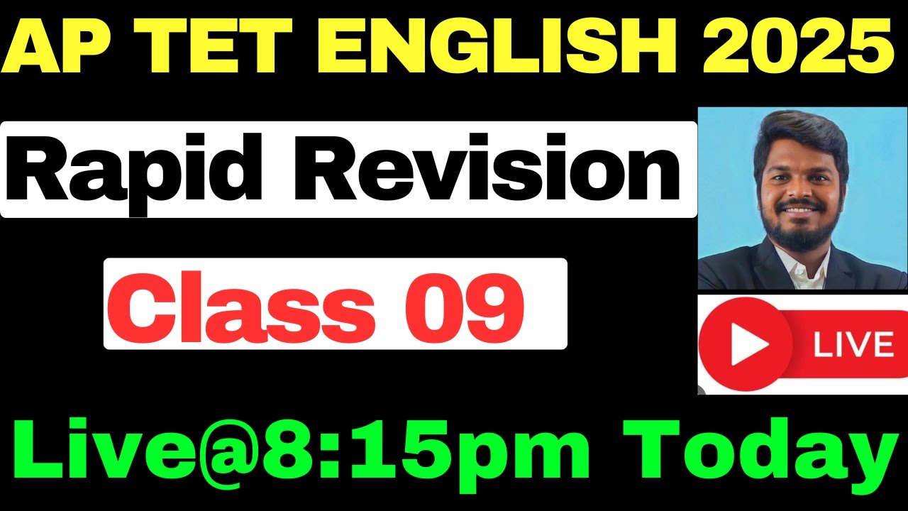AP TET 2025  ENGLISH LIVE CLASSES🔴LIVE@🔴8.15 PM RAPID REVISION 09 EXPLANATION BY SANDEEP SIR