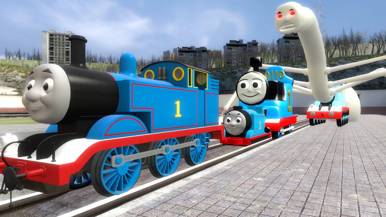 Building a Thomas Train Rescue Thomas Family Chased By Cursed Thomas and Friends in Garry's Mod
