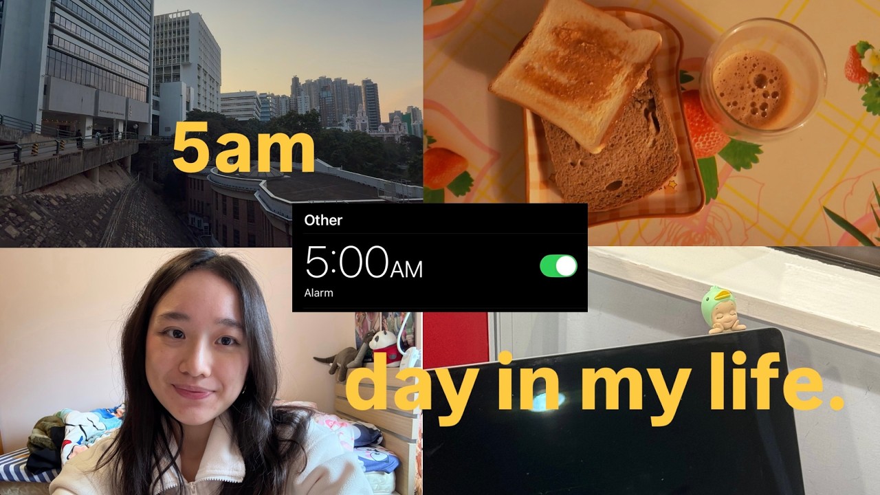 ⋆. 𐙚˚࿔ College Diaries 𝜗𝜚˚⋆ ˚5AM DAY IN MY LIFE 👩🏻‍💻🎧 *realistic