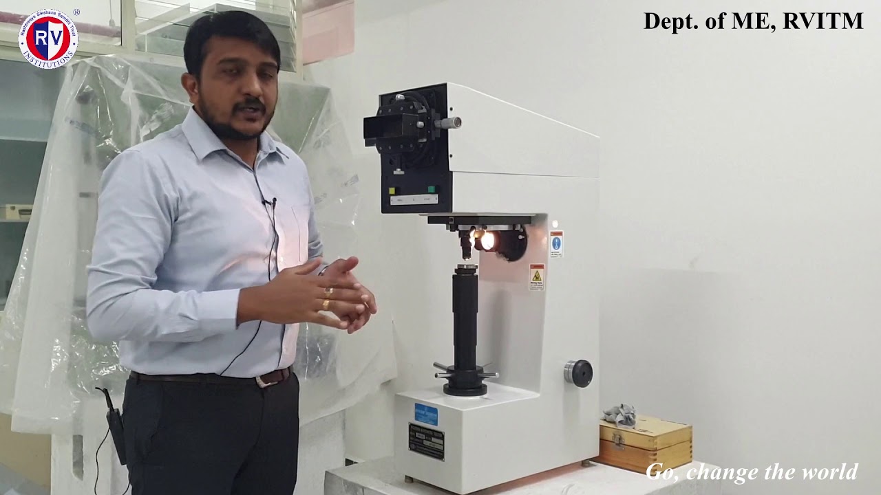 VICKERS HARDNESS TEST on steel material, RVITM by Dr. Durga Prasad C
