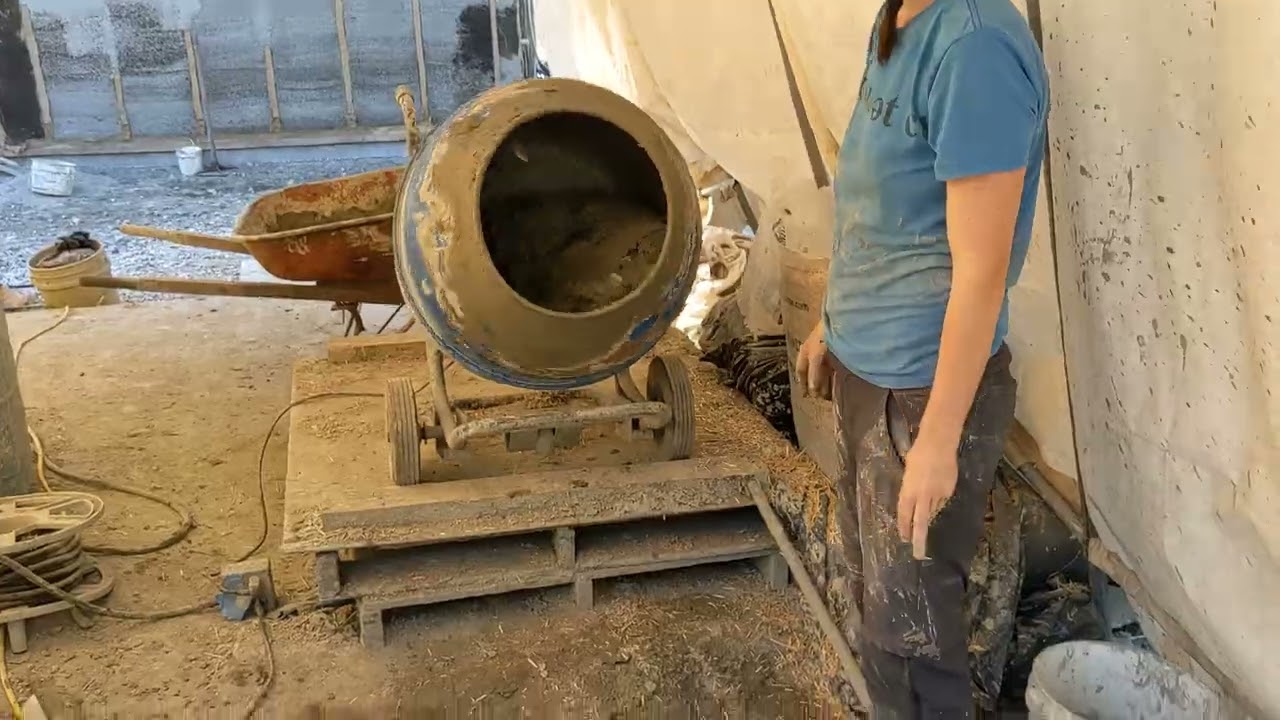 Earthen Floor - Mixing the Material