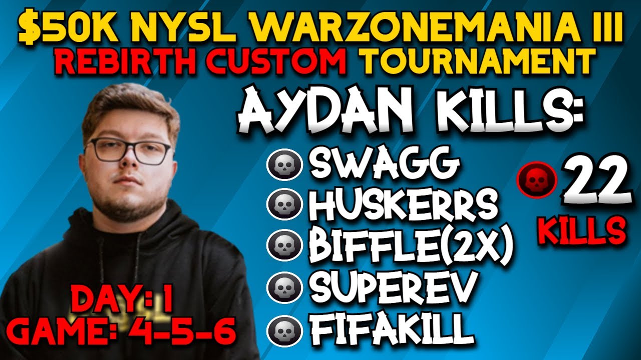 *NEW* WARZONE Aydan Kills Swagg, Huskerrs, Biffle!! / $50K NYSL Warzonemania III Rebirth Tournament!