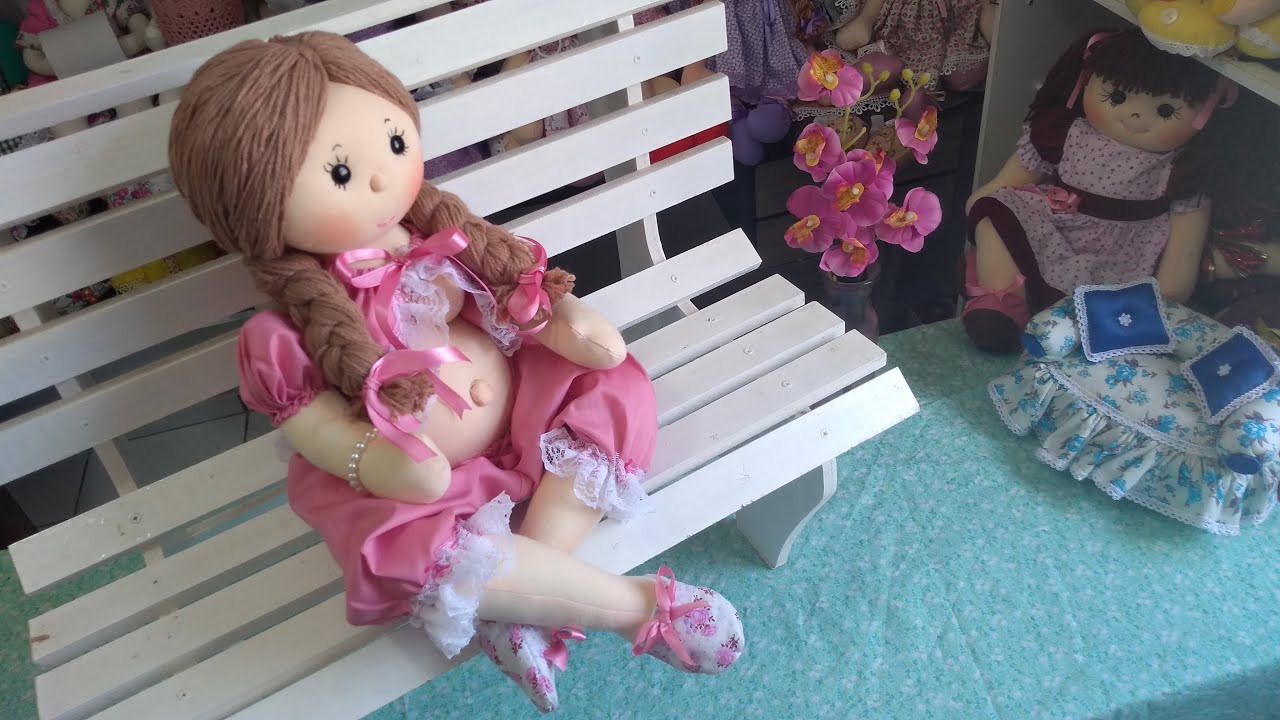 BONECA GRÁVIDA DECORATIVA PARA CHÁ DE FRALDAS E QUARTO DA MAMÃE - MOLDE GRÁTIS.