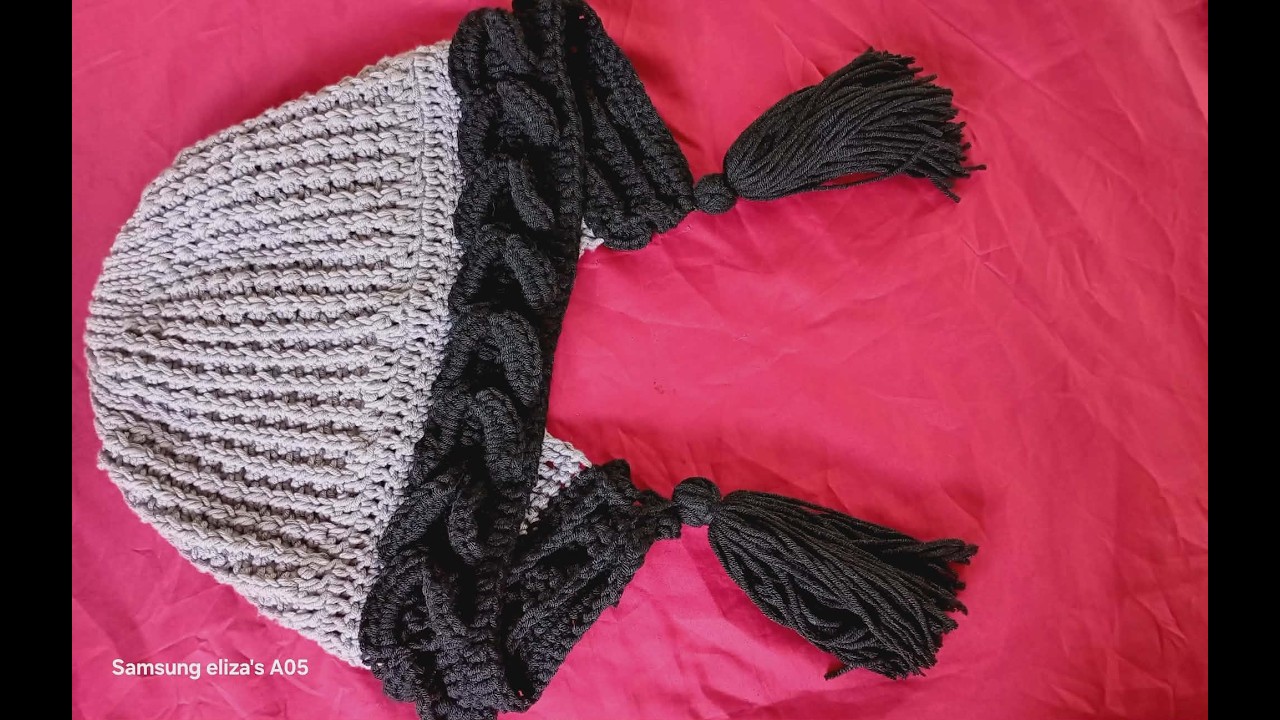 Braided and Ribbed Crochet Hat | Handmade Beanie for Girls # 12
