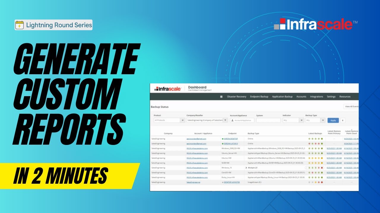 Generating Custom Reports from the Infrascale Dashboard