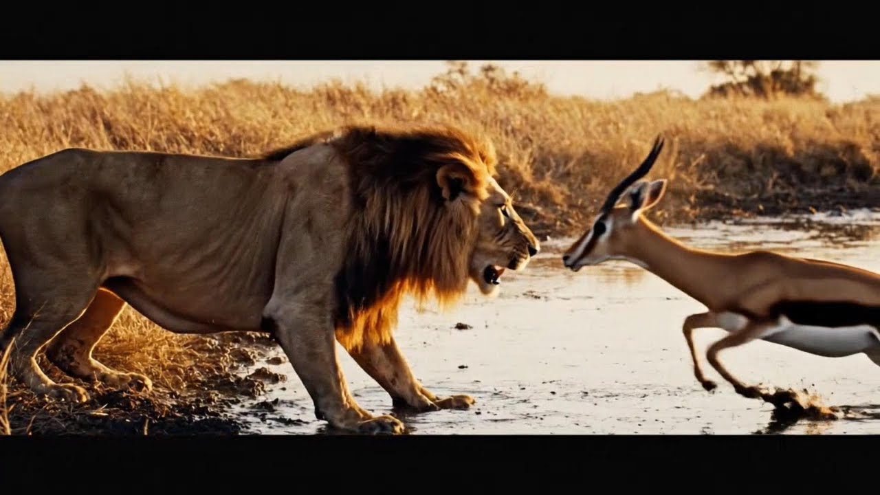 "Lion vs Gazelle: Incredible River Chase | Wildlife Lens "
