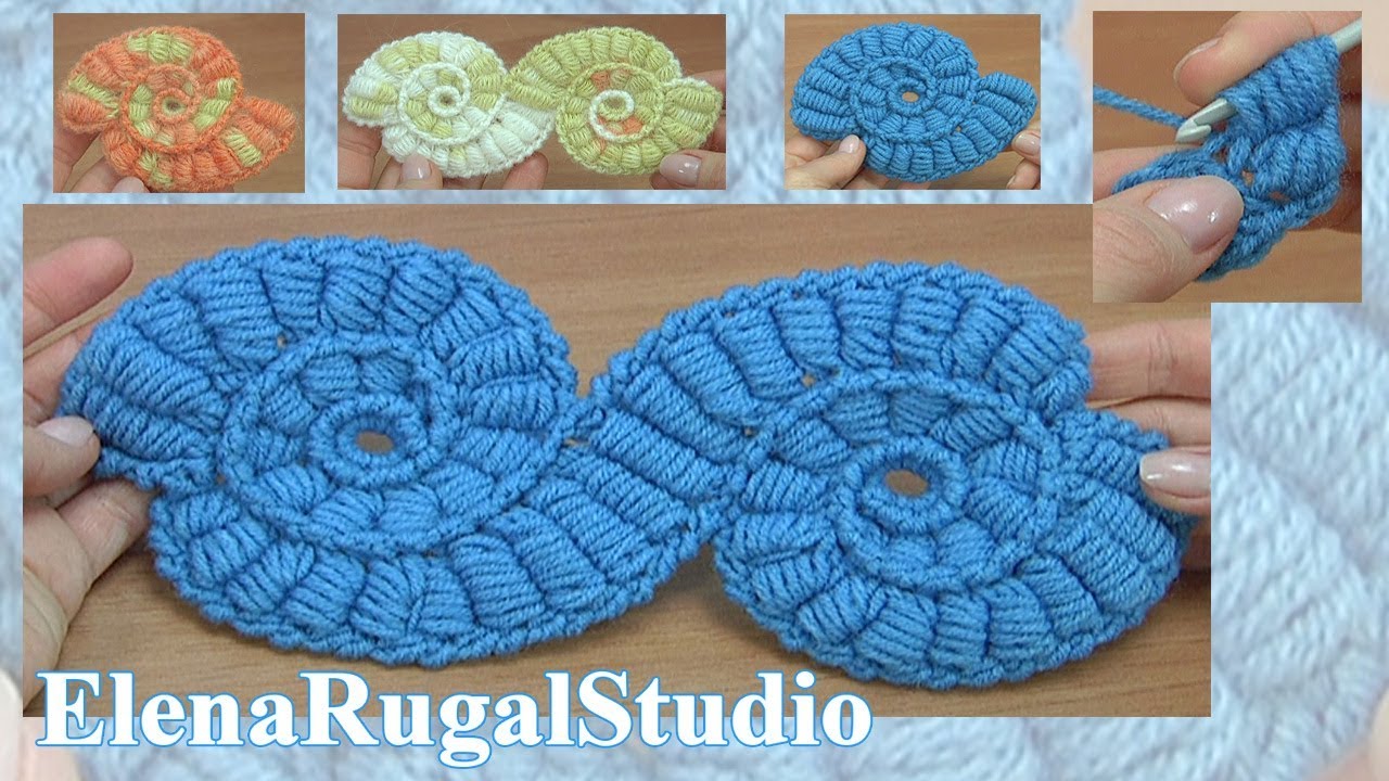 Crochet Motif with Bullion Block Stitch Tutorial 19 Vrije vorm en Iers kant