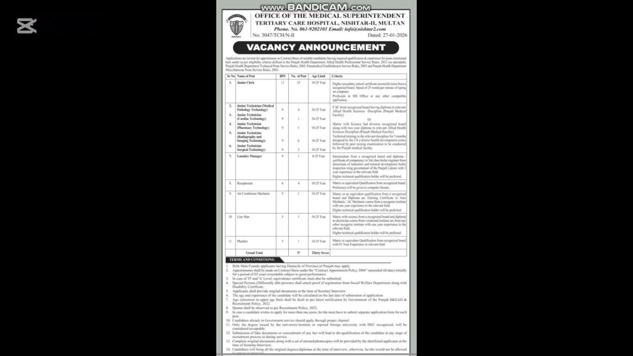 New Jobs in Nishtar 2 Hospital | Apply Now | Complete Details