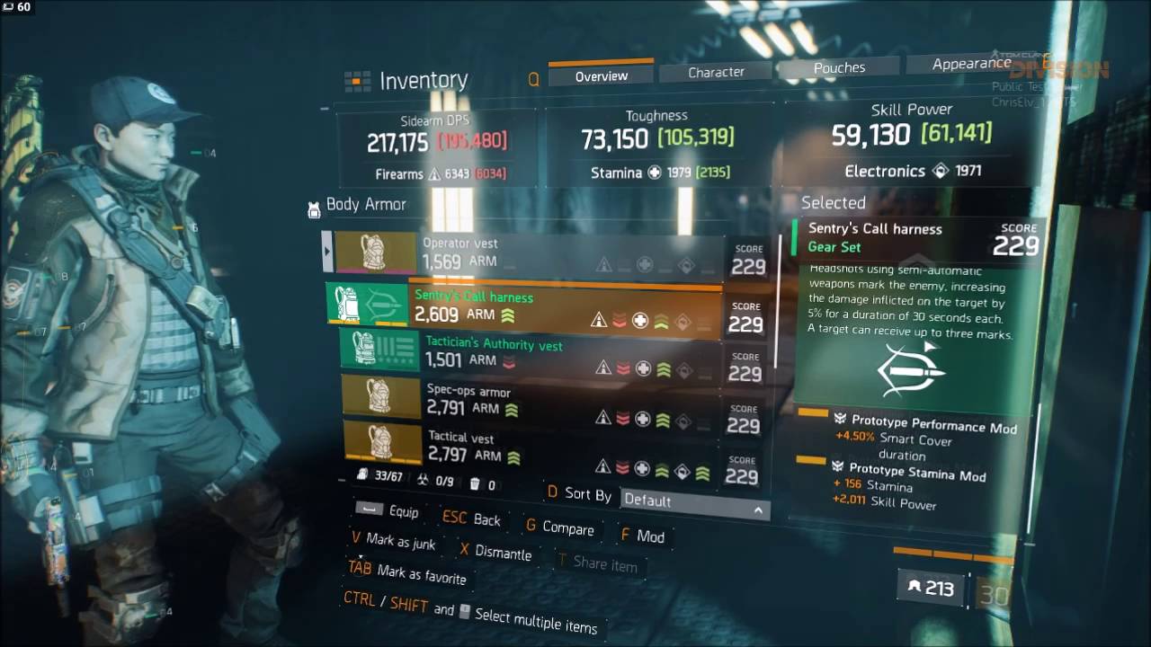 TheDivision - 1.4 PTS Performance mods in GearMod slots