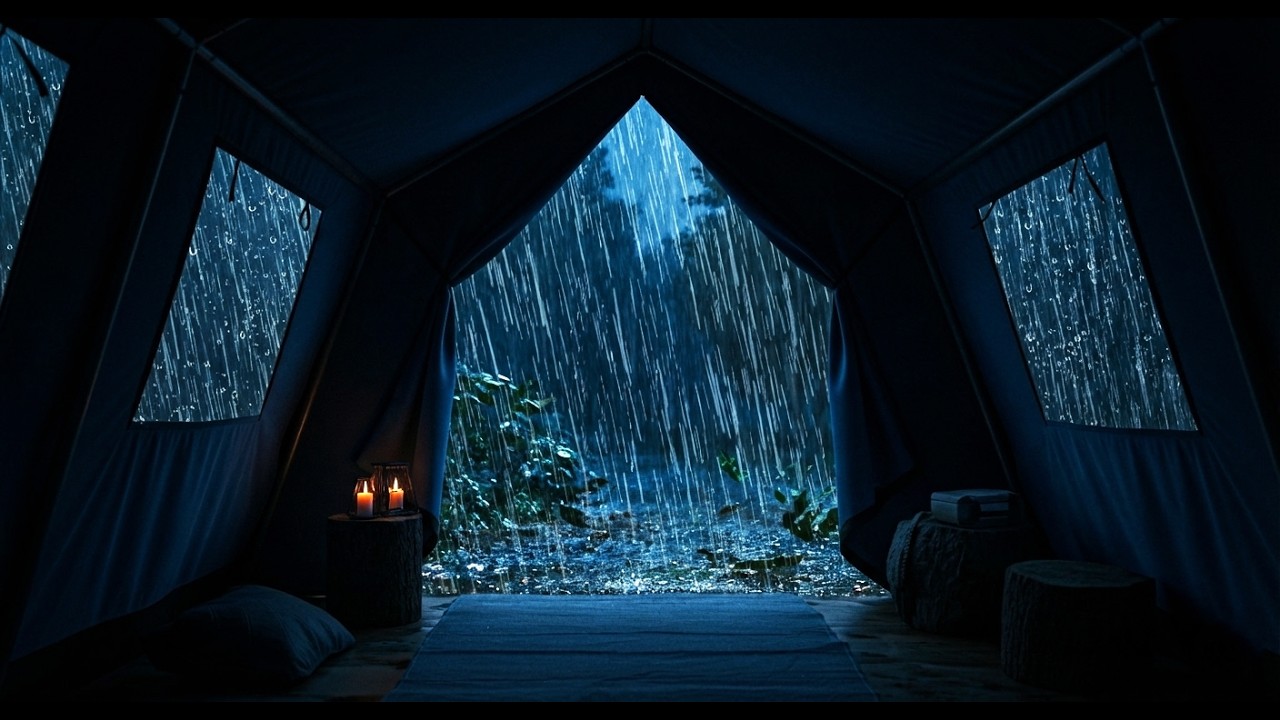 🔴 Cozy Rainy Darkness Surrounding a Silent Forest Tent with Continuous Rain Sounds
