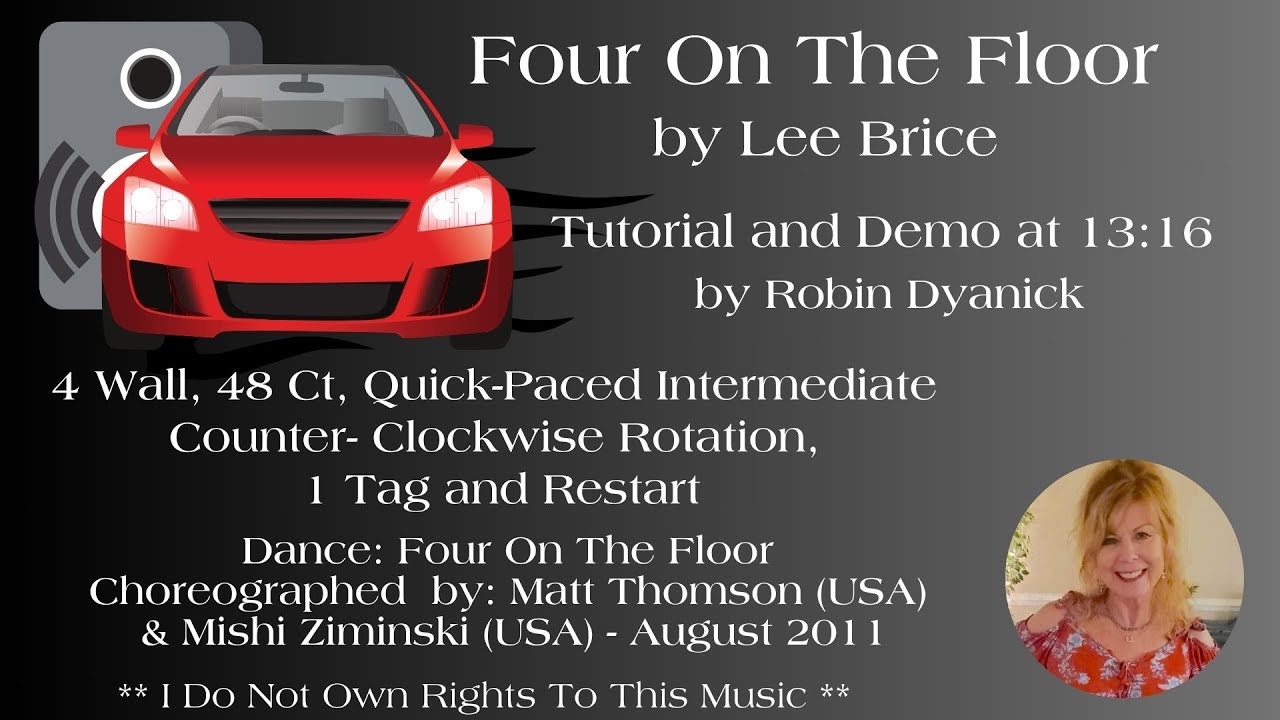 Four on the Floor by Lee Brice - Quick Paced Experienced Line Dance Tutorial/Demo with Steps Called