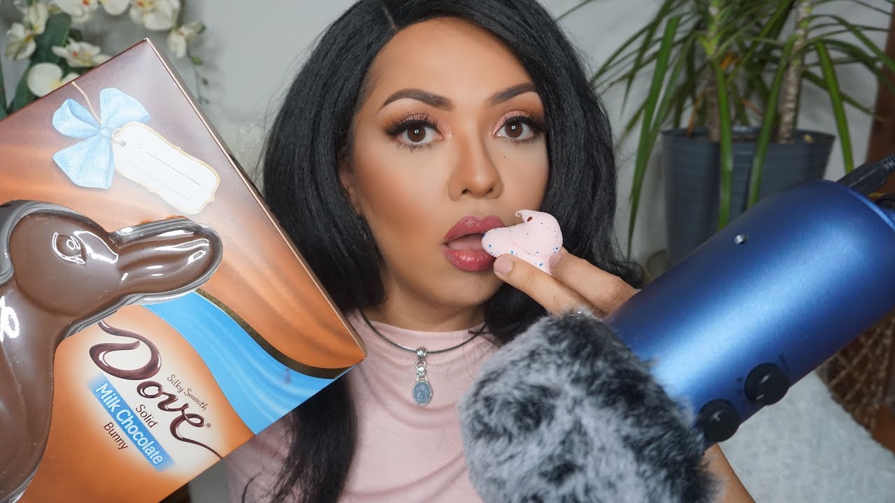 ASMR Comendo Pinto de Marshmallow e Ovos de Chocolate 🐰 Pascoa Americana #Eatingsounds #VozSuave