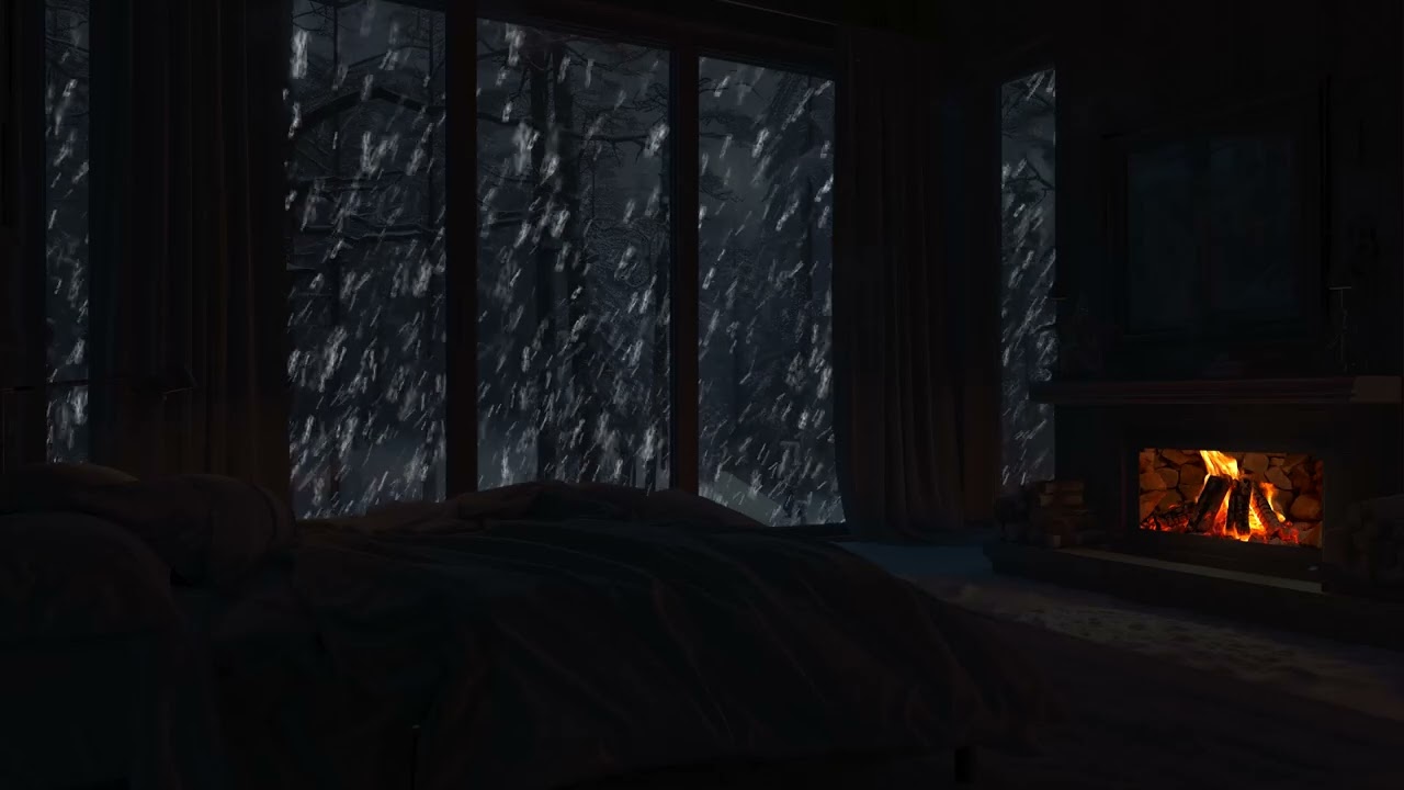 Night Rain with Snowfall | Peaceful Winter Atmosphere to Ease Your Mind and Create a Cozy Ambience
