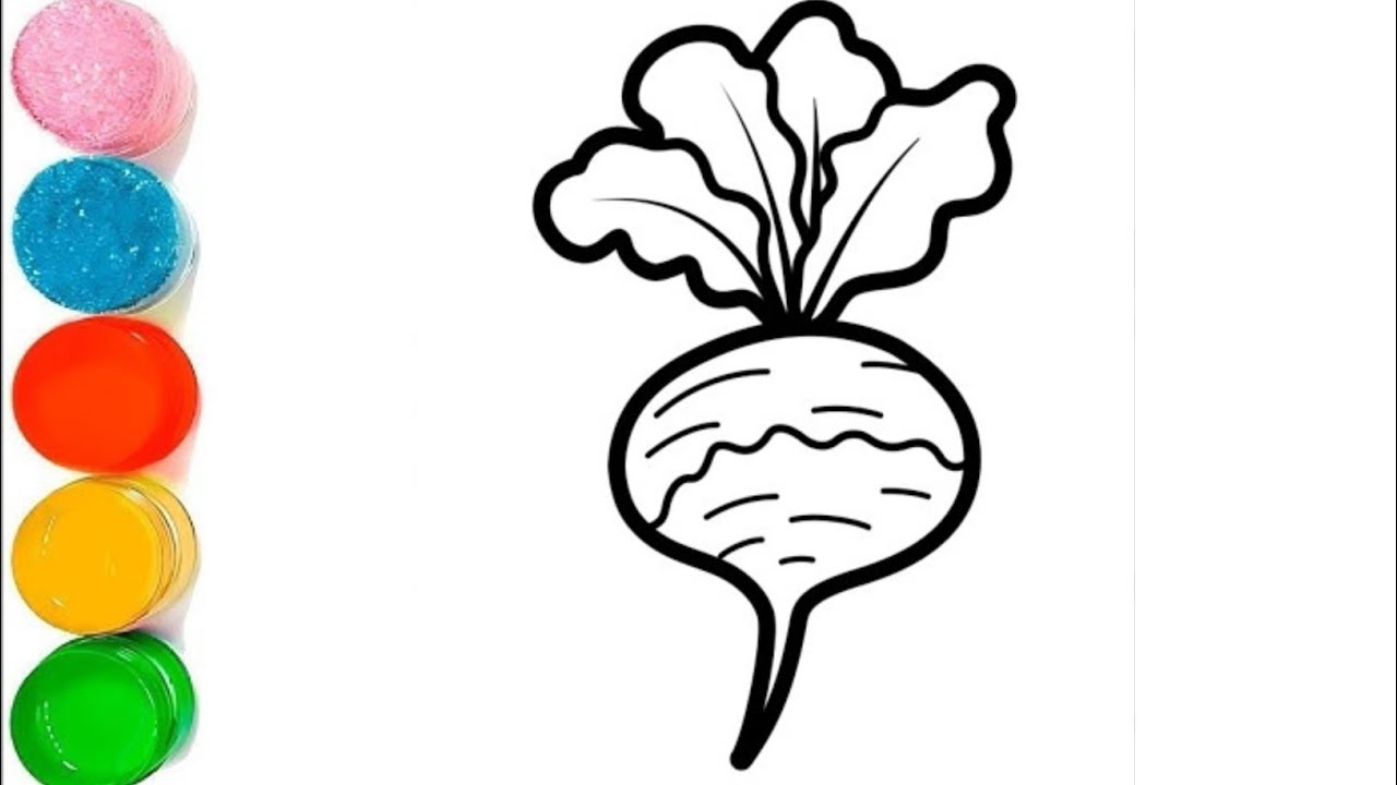 How to draw turnip | vegetables Drawing for Kids Step by Step | vegetables Drawing Tutorial 