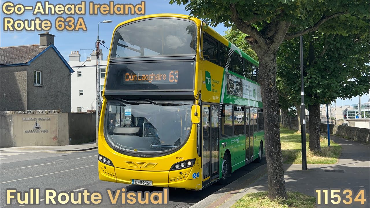 Go-Ahead Ireland | Route 63A - Full Route Visual | Dún Laoghaire to Kilternan | 11534