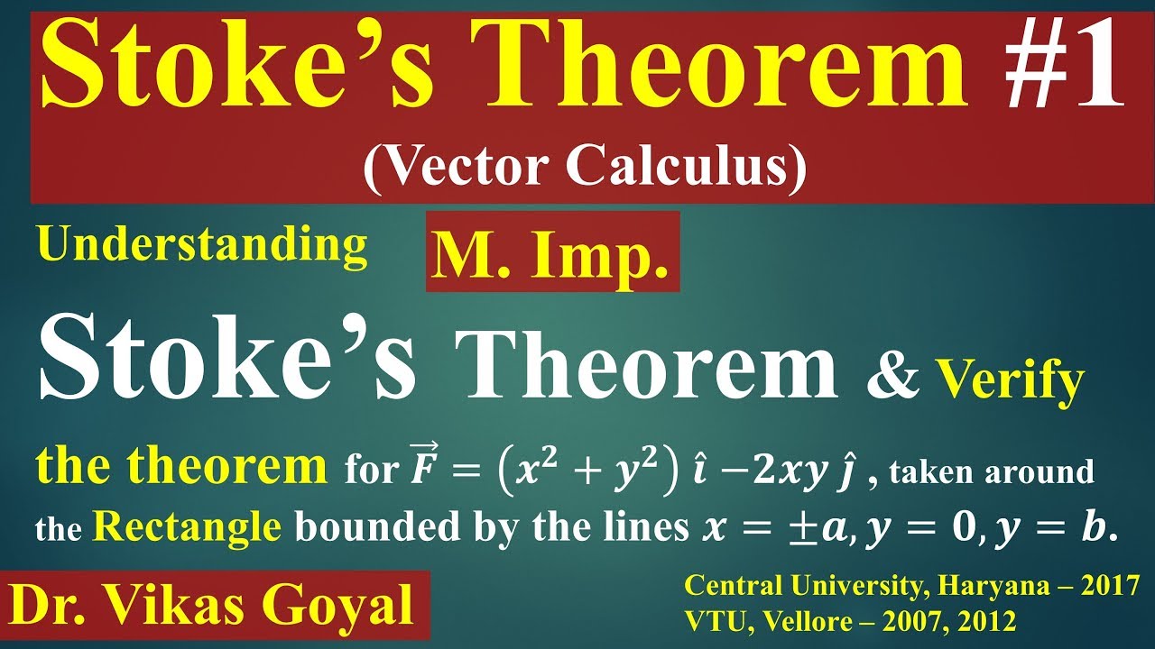 Stoke's Theorem #1 in Hindi (M.Imp) | Vector Calculus | Engineering Mathematics