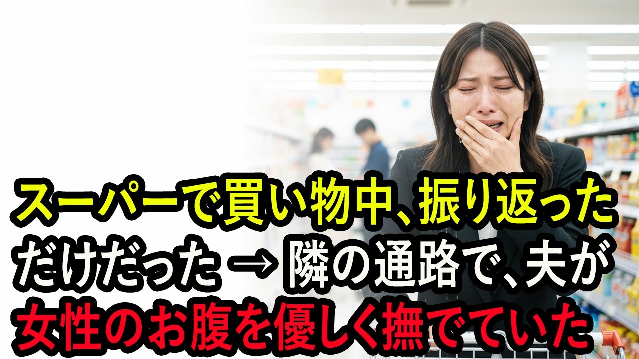 スーパーで買い物中、振り返っただけだった → 隣の通路で、夫が女性のお腹を優しく撫でていた