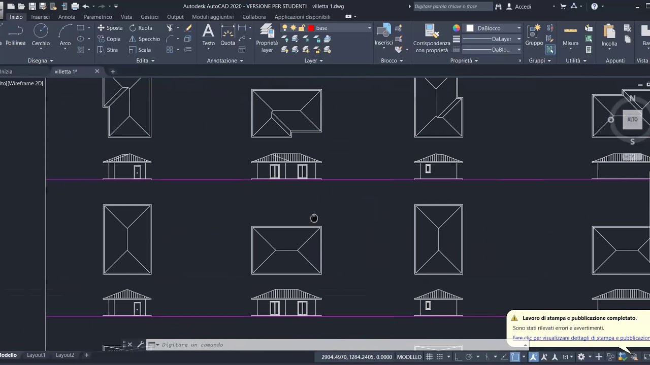 AUTOCAD FACILE VIDEO 20 PROSPETTI E SEZIONI TETTO A FALDE