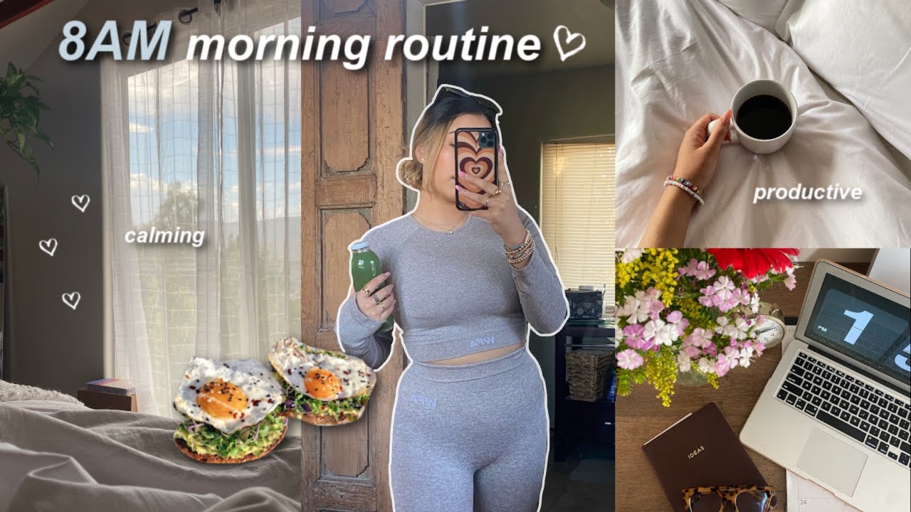8AM PRODUCTIVE MORNING ROUTINE | realistic & relaxing, working out, & running errands!☕️