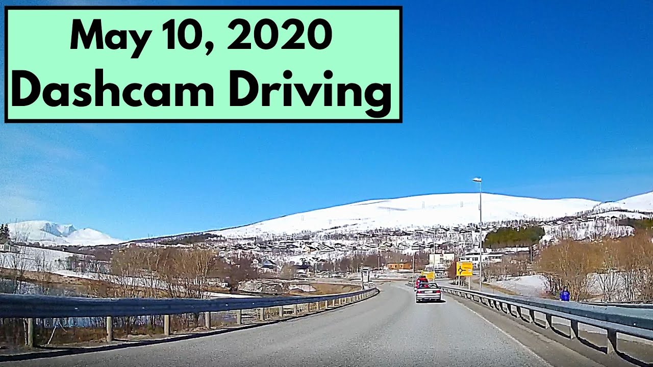 Dashcam driving in Tromsø, Norway. May 10 , 2020.