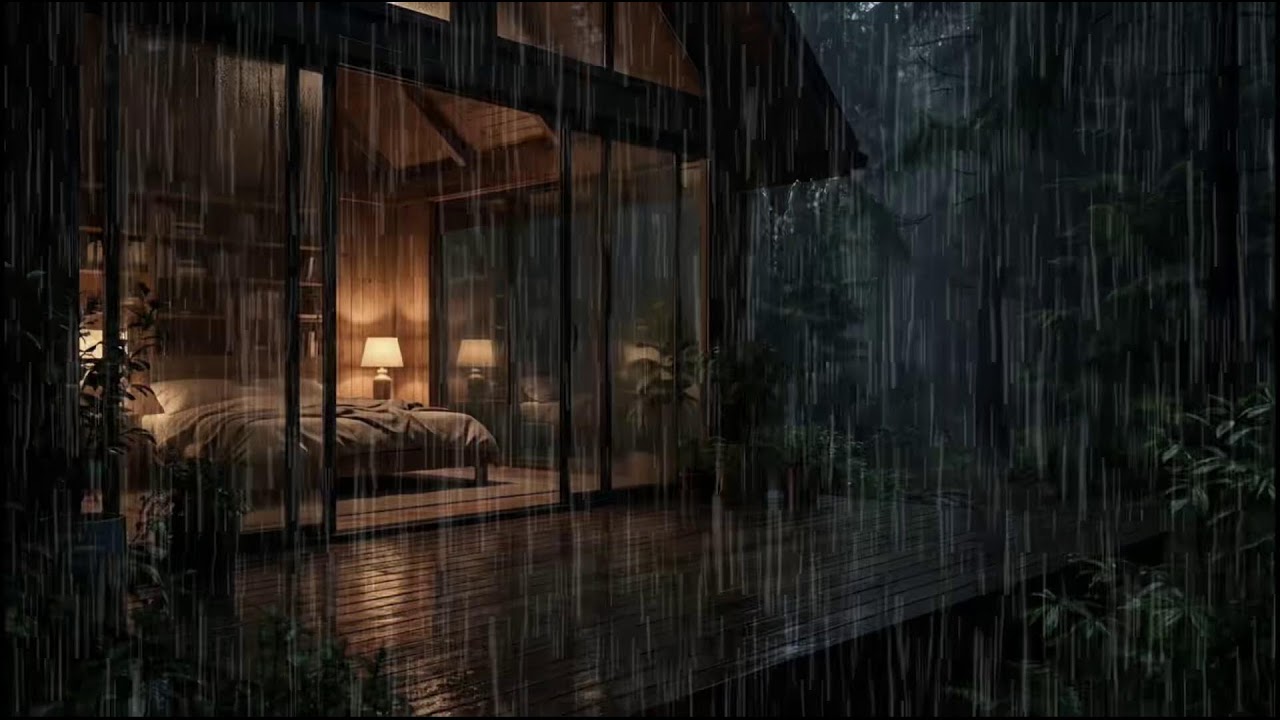 Rainy Night in a Forest Cabin 🌲 | Soft rain ambience with steady rain sounds for deep relaxation