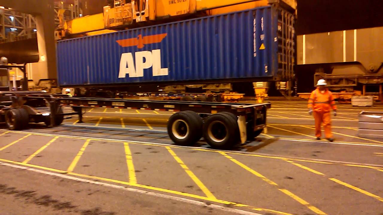 Landing a container on a chassis