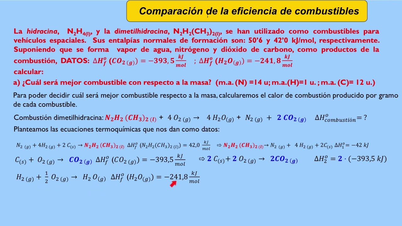Comparación de la eficiencia e. de 2 combustibles