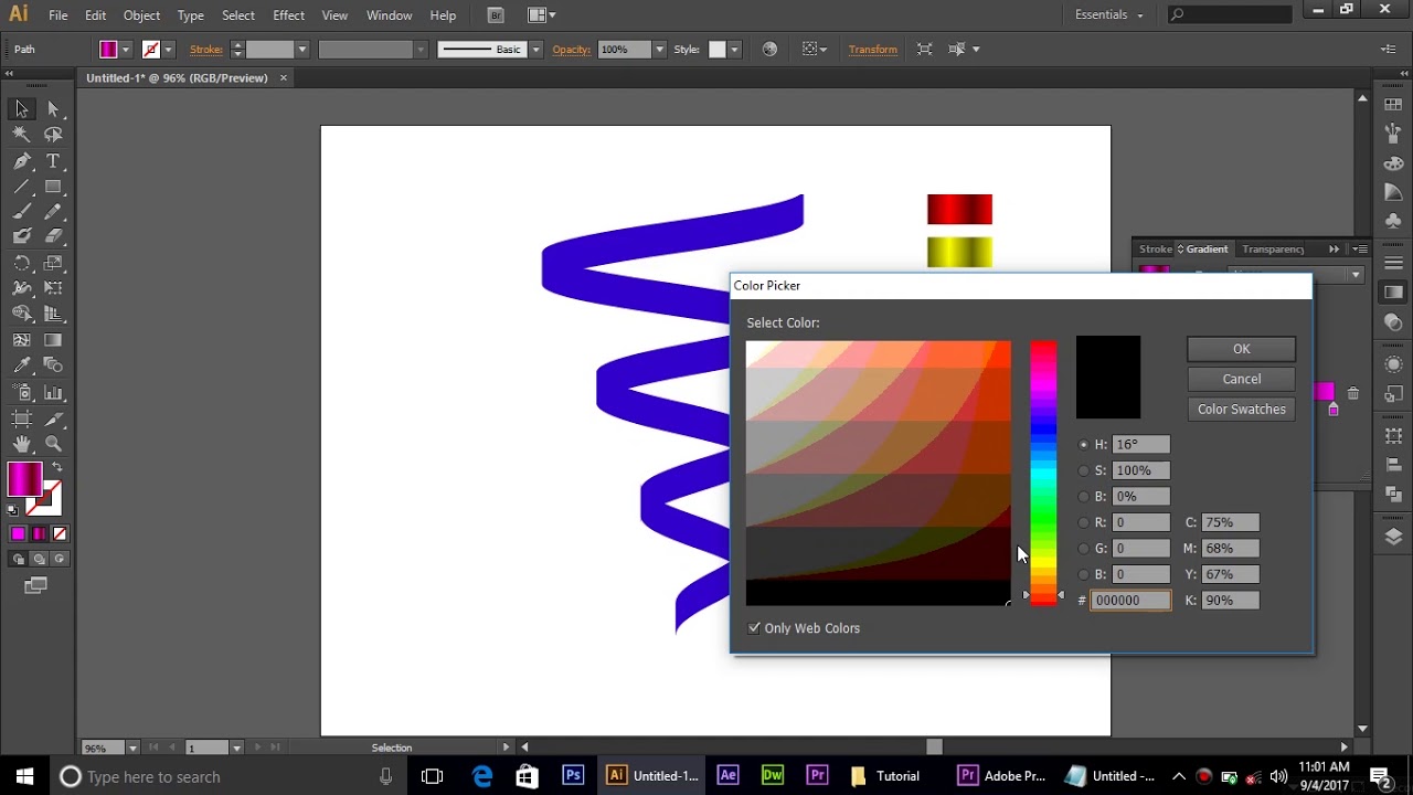 Tutorial Membuat Twist Ribbon With Color Gradient CS6