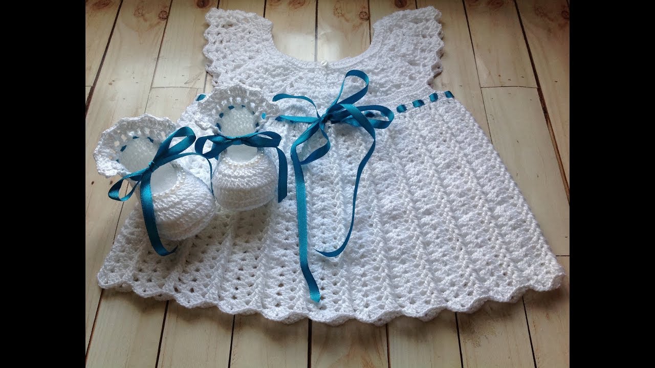 Vestido de crochê  (pala redonda) tam. 0-3 meses