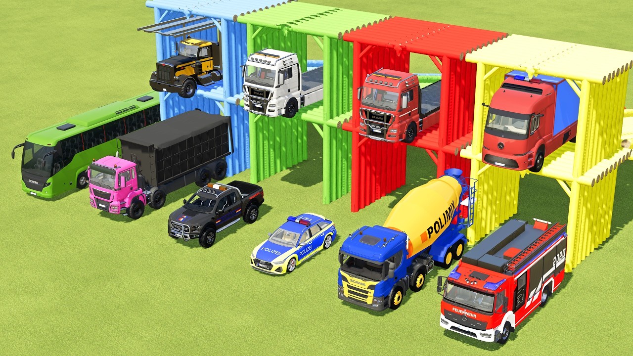 TRANSPORTING SCANIA MIXER TRUCK, SCANIA DUMP TRUCK, TANK TRUCK WITH MAN TRUCK ! Farming Simulator 22