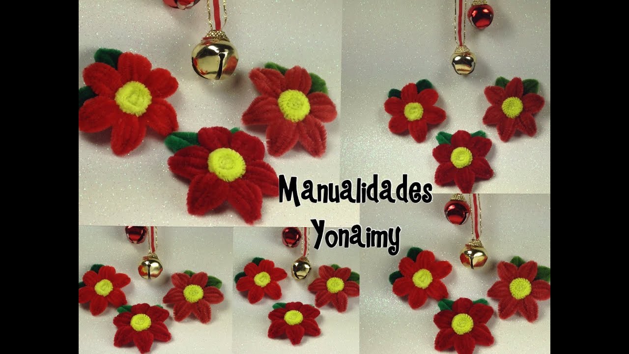 NOCHEBUENAS HECHAS CON LIMPIA PIPAS .POINSETTIA MADE OF PIPE CLEANER.