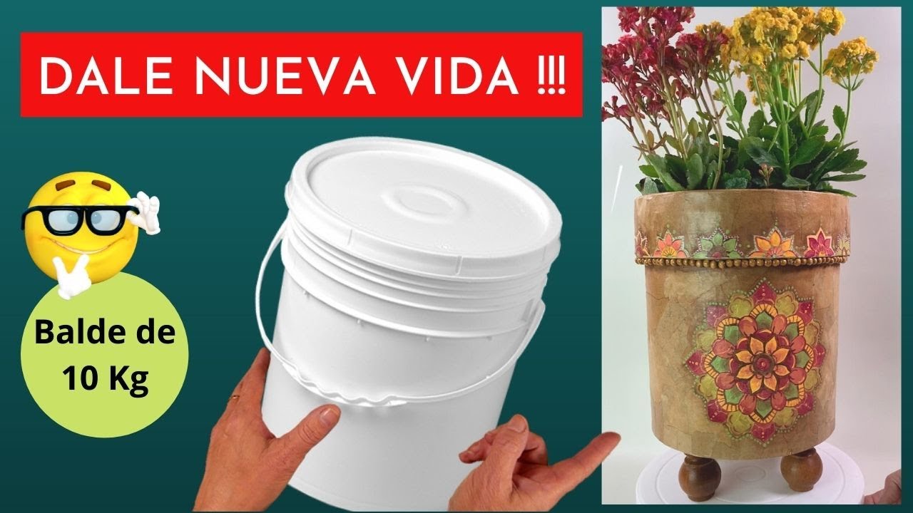 😎 IDEA !!!! Reciclamos  un ''BALDE de PLÁSTICO'' en un 👉MACETERO // Decoración con MANDALAS