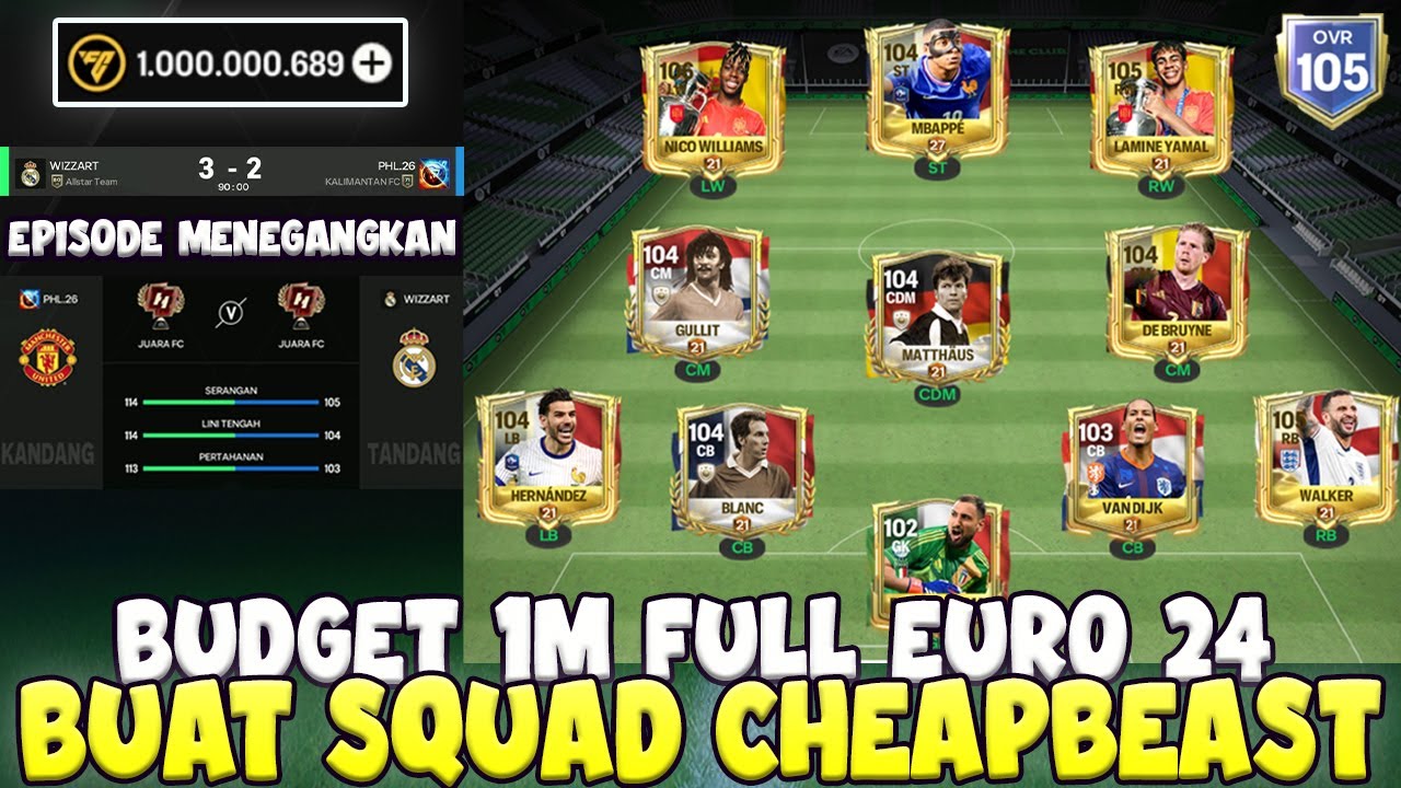 FIX EPISODE PALING SERU BUAT SQUAD CHEAPBEAST FULL EURO 24 BUDGET 1M KOIN FORMASI 4-3-3 HOLDING!!