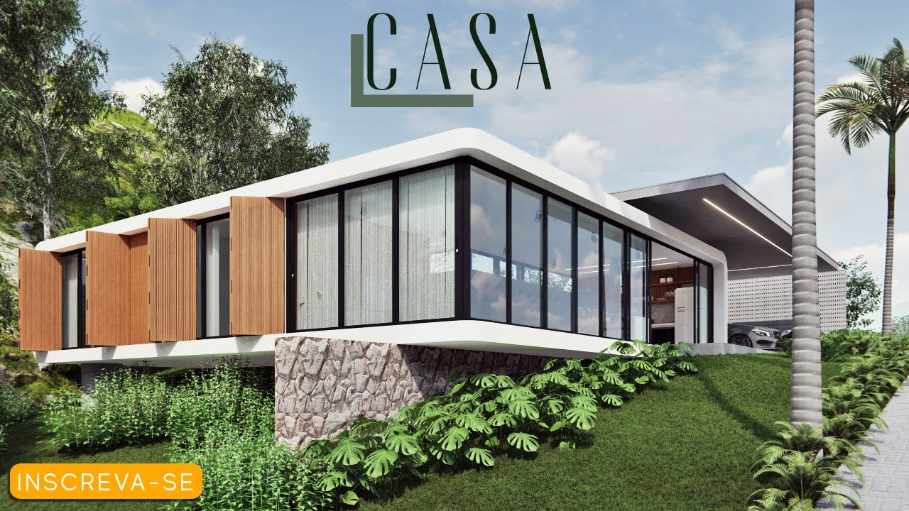 CASA L - Conceito aberto e MINIMALISTA inserido em meio a natureza. #R020