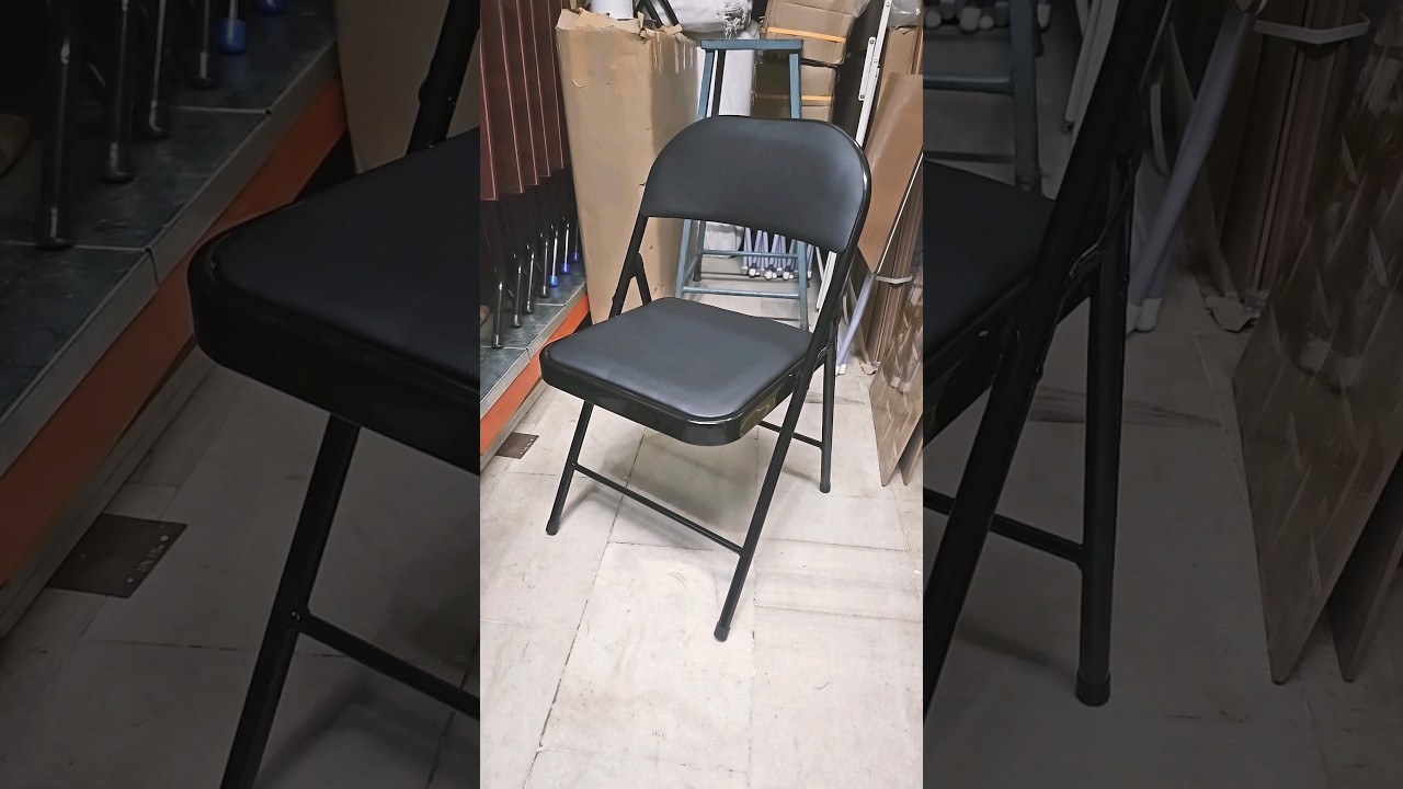 Black cushion folding chair #srfurnituresmarrt #furniture #foldingfurniture #folding #foldingchair