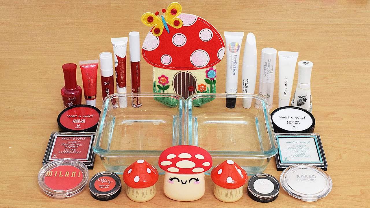 Red vs White - Mixing Makeup Eyeshadow Into Slime ASMR