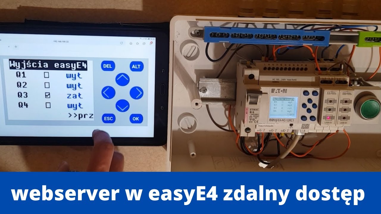 easyE4 zdalny dostęp, jak ustawić webserver, przykładowy program do sterowania wyjściami PLC