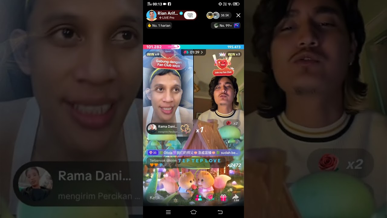 Pertarungan antara rian arifin dan colboy di pk live tiktok indonesia ...⭐⭐🌟🌟