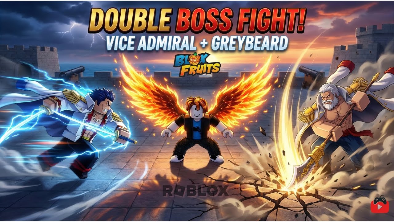 “Blox Fruits: EPIC DOUBLE BOSS FIGHT! Vice Admiral vs Greybeard Raid Battle 🔥”