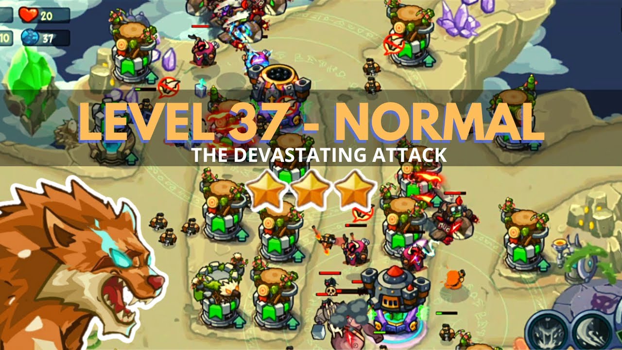 King of Defense: Level 37 NORMAL / THE DEVASTATING ATTACK / with basic heroes