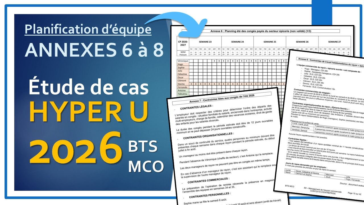 Etude des Annexes 6 à 8 | Etude de cas 2026 | HYPER U Grand-Quevilly | E8 MEC en BTS MCO