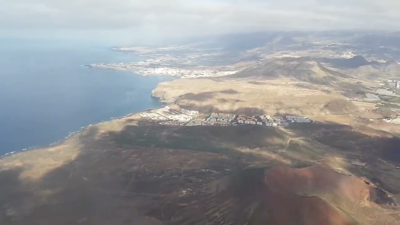 Spain - Tenerife - descent into Tenerife South / TFS airport with Mount Teide in background