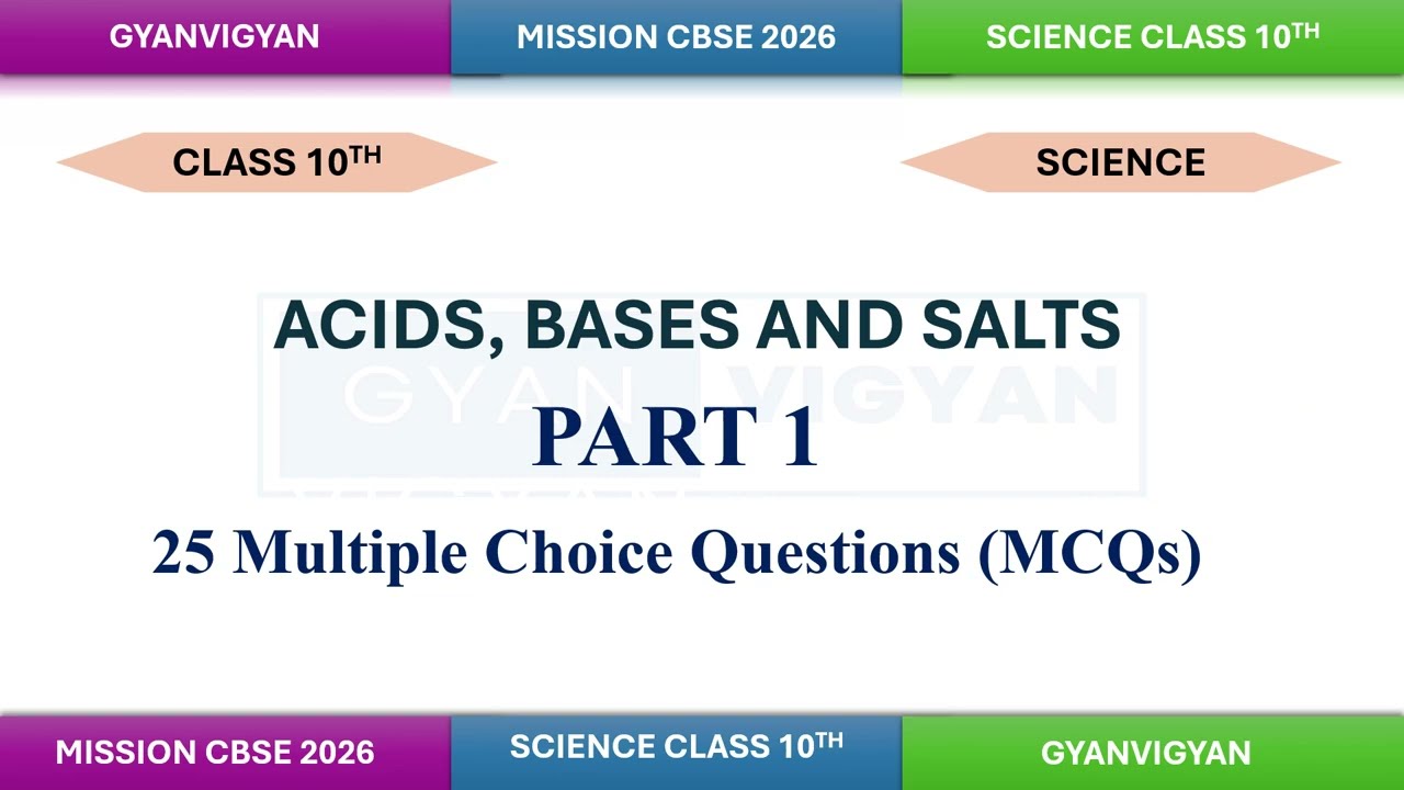 Class 10 Science | Chapter 2—Acids, Bases & Salts | MCQs Part-1 | Board exam ready