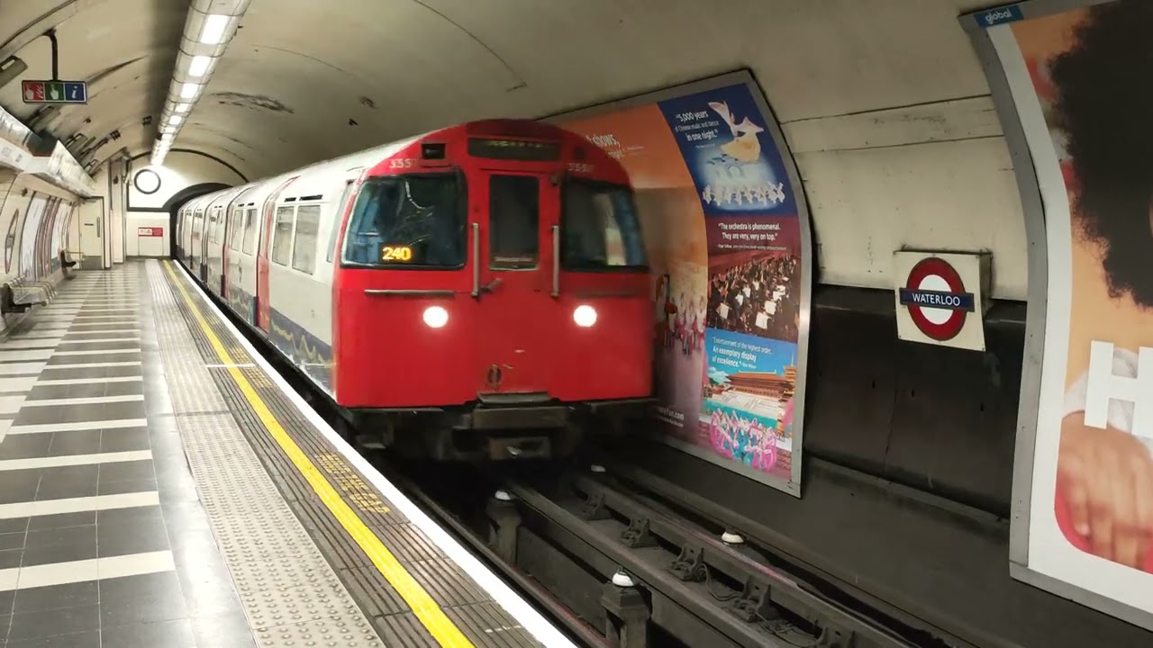 Bakerloo Line 1972 Stock tube train arriving at Waterloo bound for Queens Park. 01FEB2022