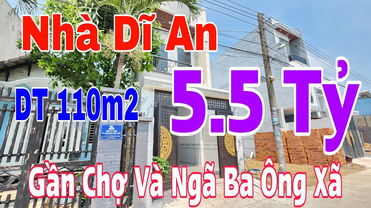 (1252) Bán Nhà DT 110m2, Sân Xe 7 Chỗ, Phòng Ngủ Tầng 1, Gần Ngã Ba Ông Xã Dĩ An