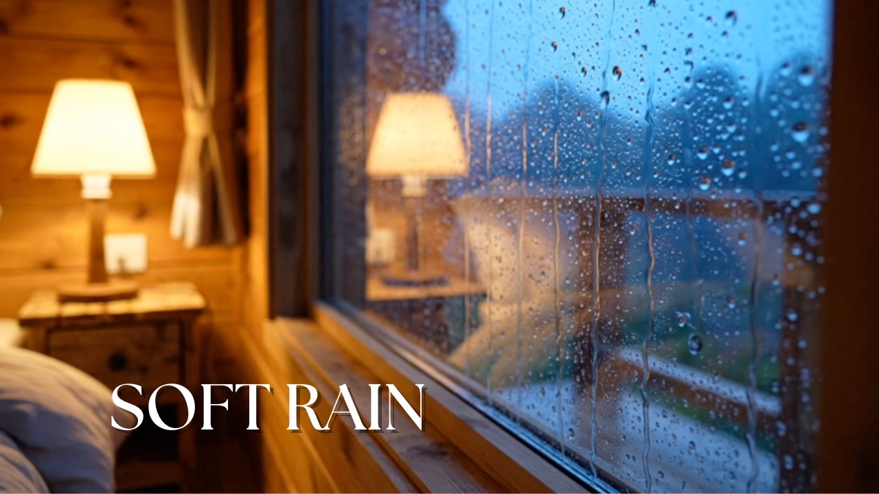 Soft Rain on Window at Night