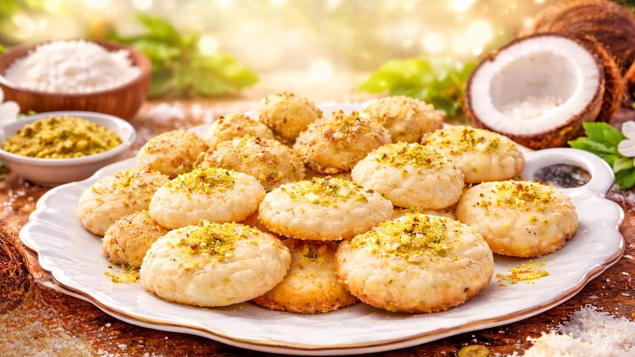 Classic Coconut Cookies Recipe – Bakery Style    شیرینی نارگیلی 