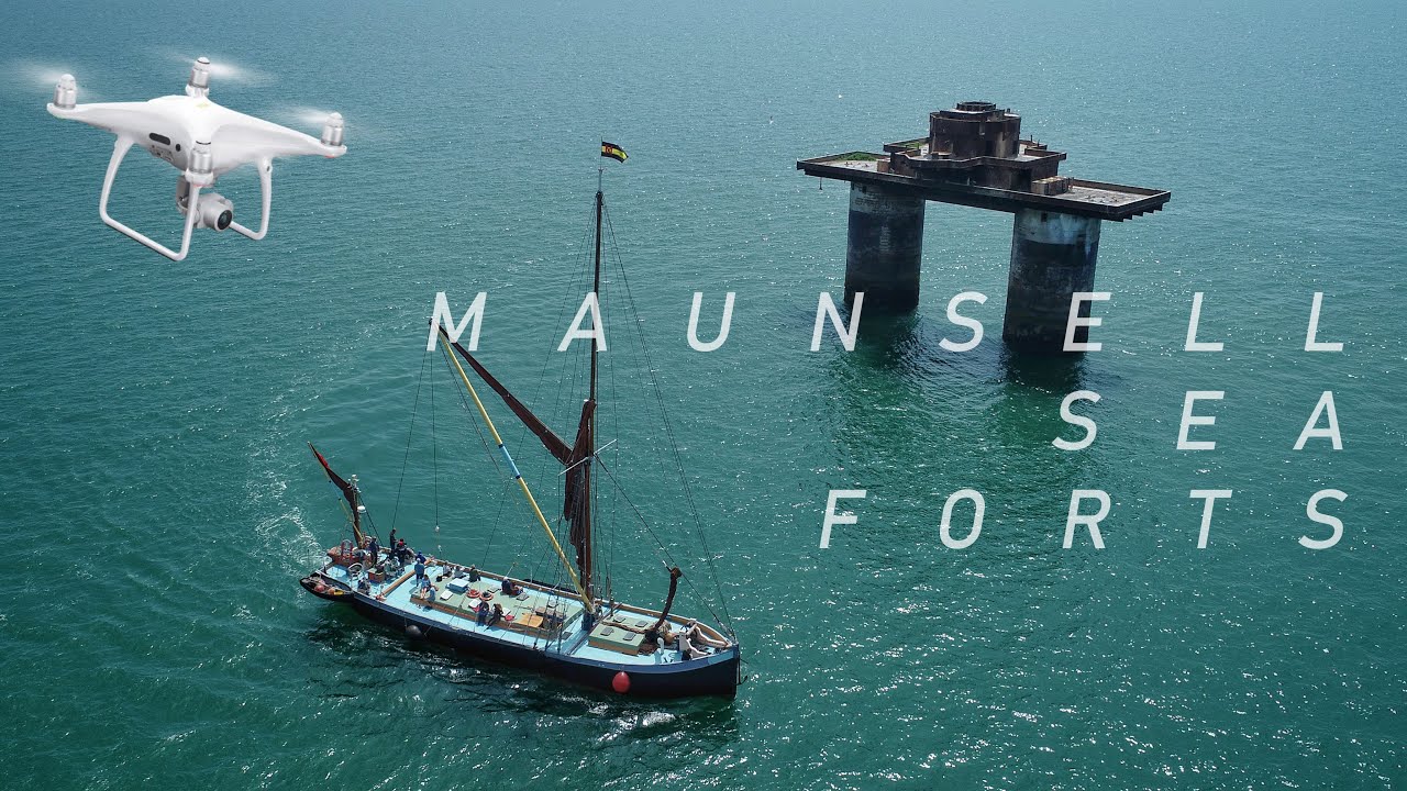 Shivering Sands and Knock John Maunsell Sea Forts in the Thames Estuary by Drone - 4K Video